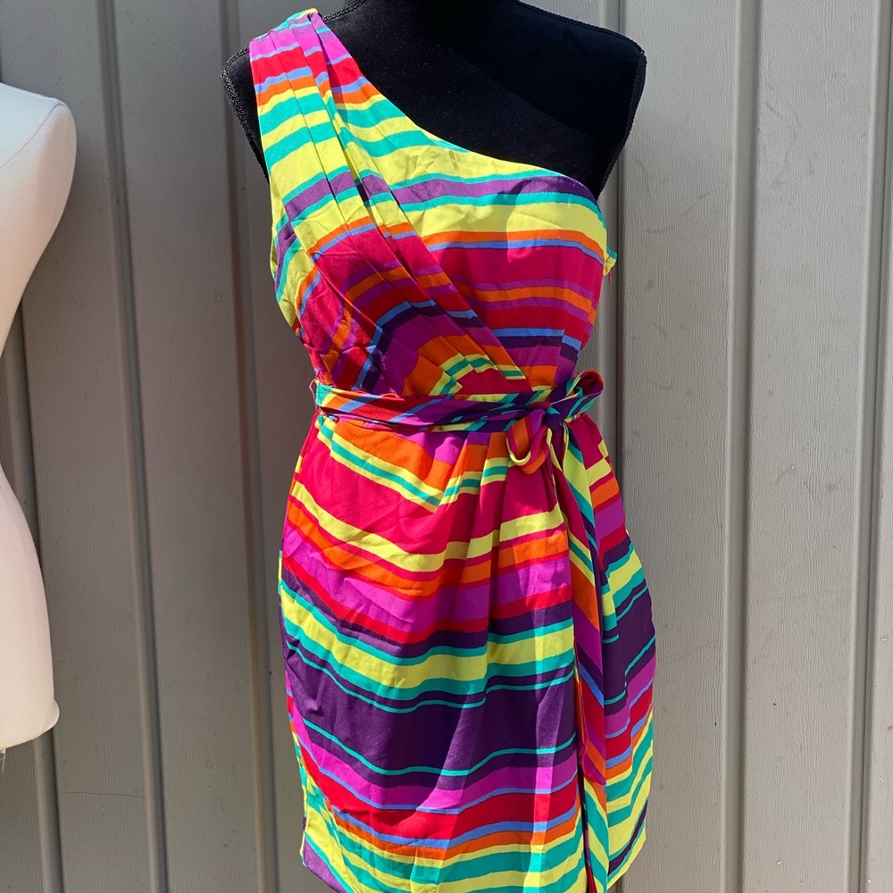 Charlotte Russe Large One Shoulder Rainbow Dress